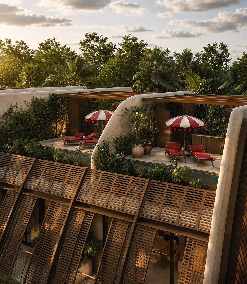 Terraces with sea views and parasols