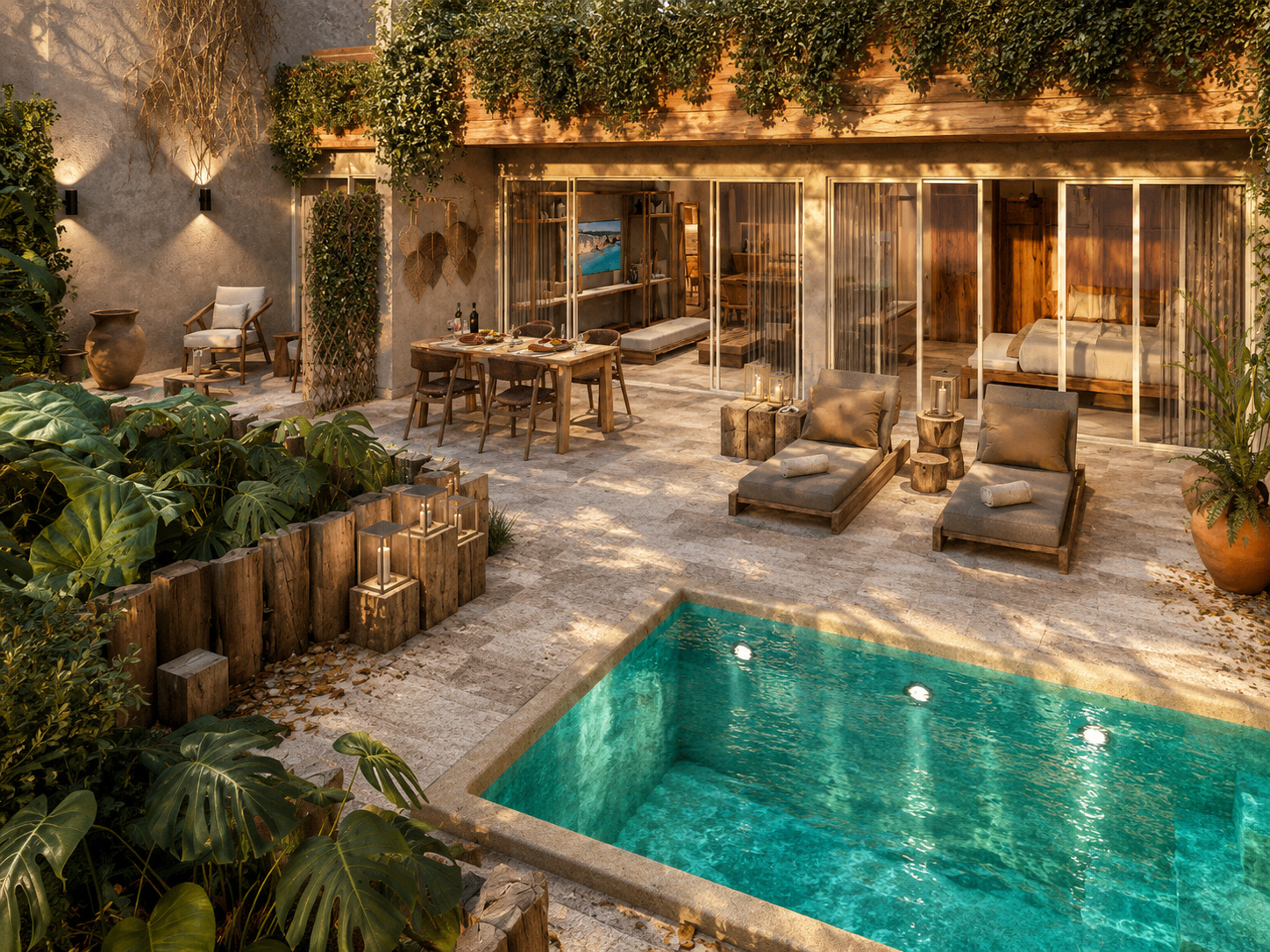 MGallery pool terrace with lounge seating