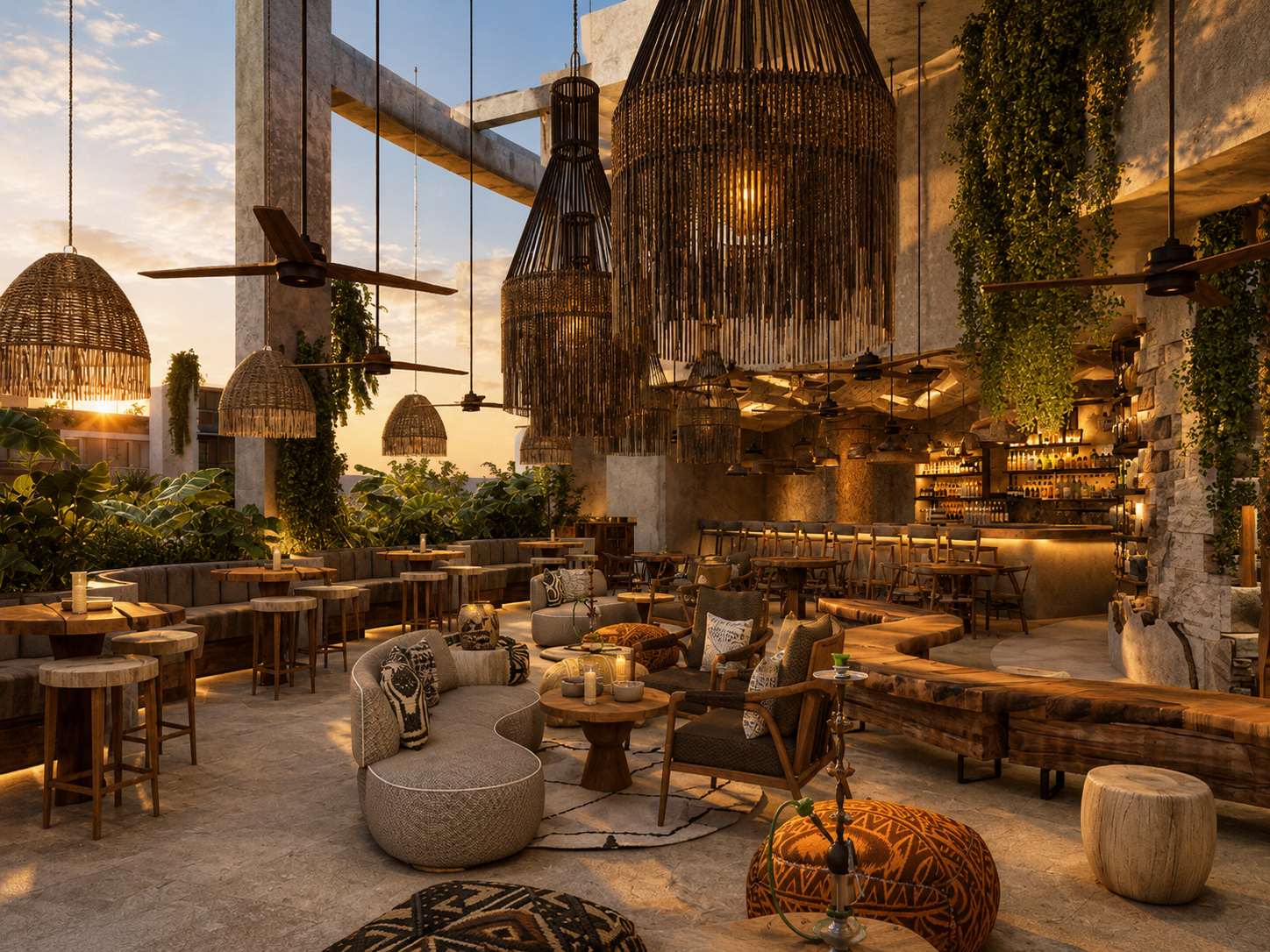 MGallery restaurant and lounge with rattan furnishings